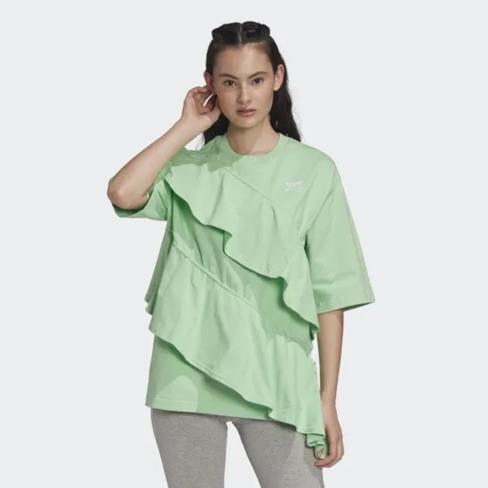 NWT Adidas J KOO TEE Glory Mint Tiers of ruffles